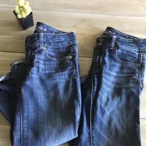 2 pairs of cropped AEO jeans